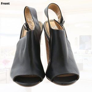 Splendid Sling-back Peep-Toe 3.5" Block Heels Mules Size 6.5 (Black)